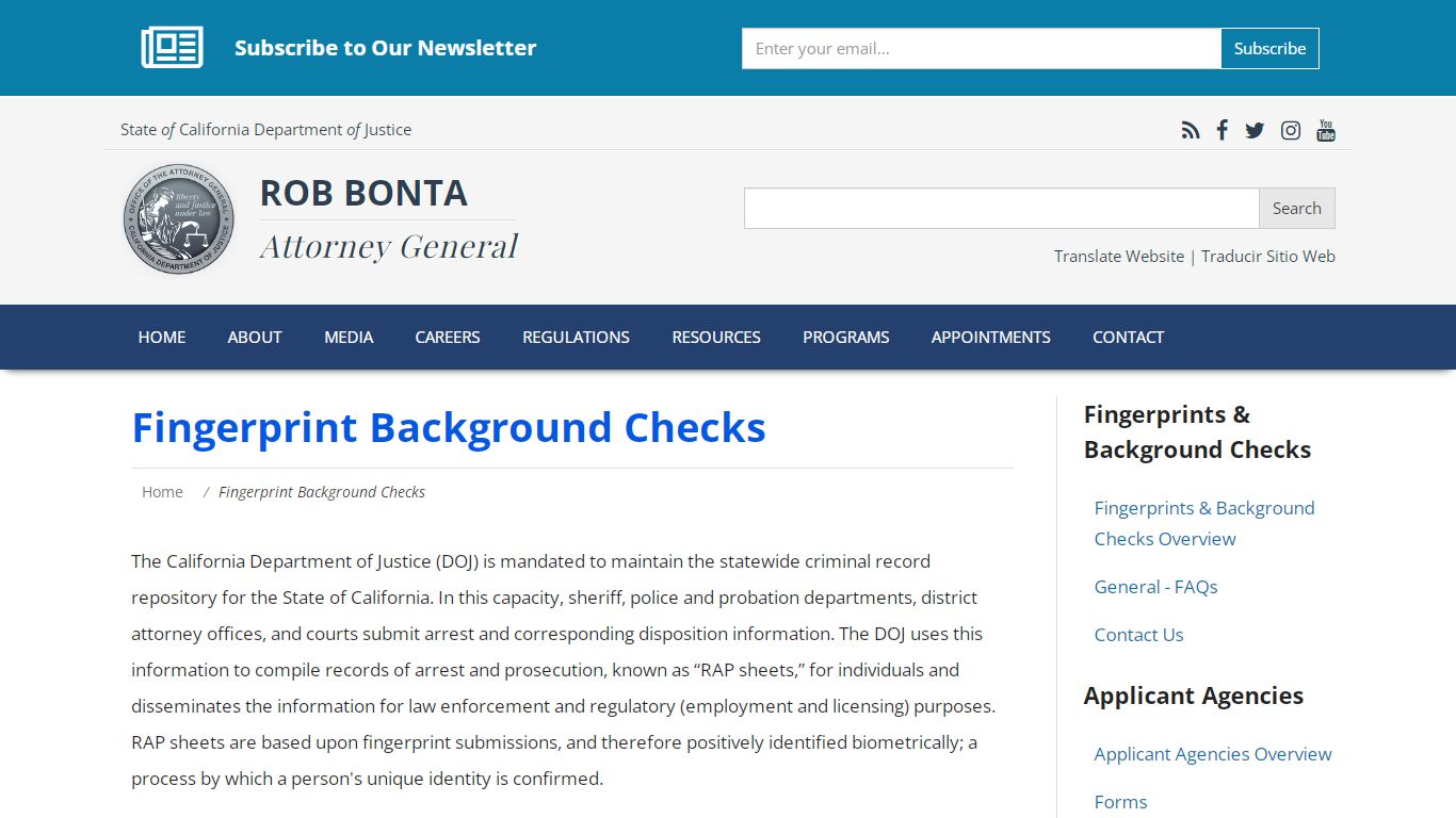 Fingerprint Background Checks | State of California - Department of Justice